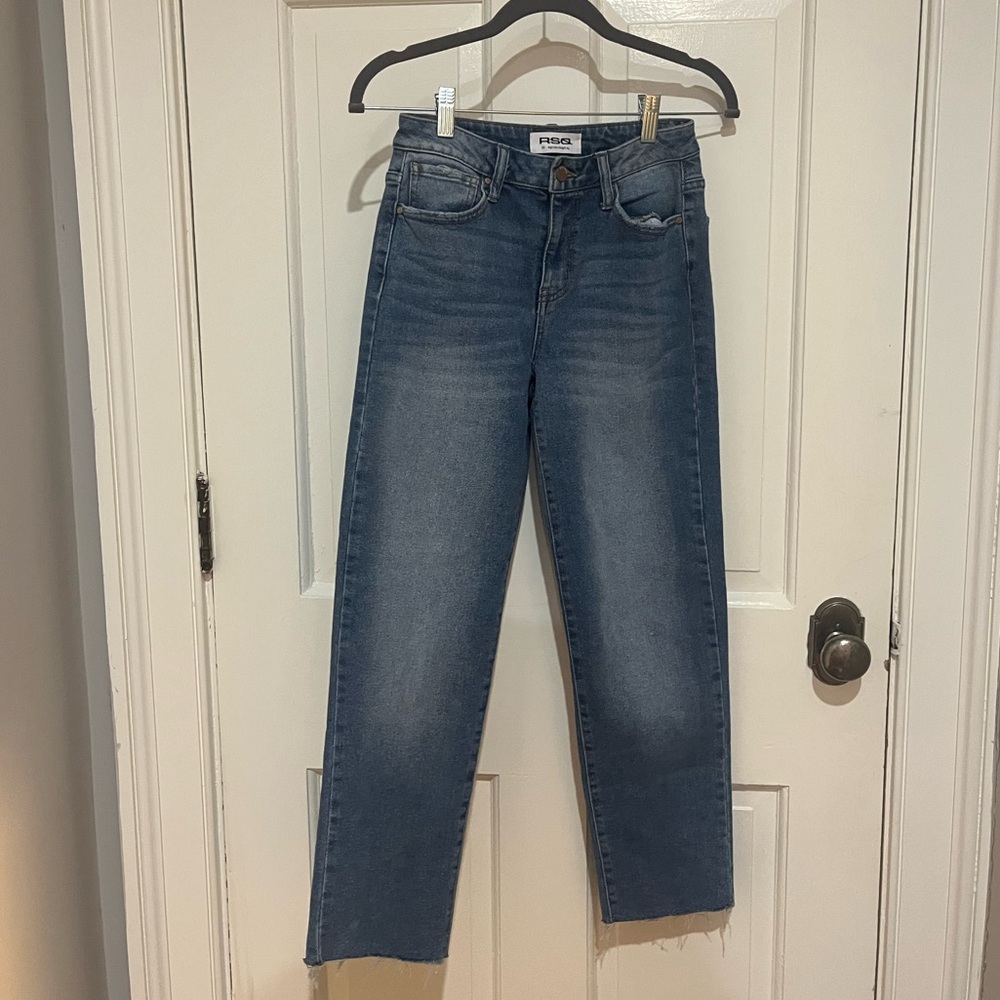 RSQ Medium-Wash High Rise Straight Leg Jeans